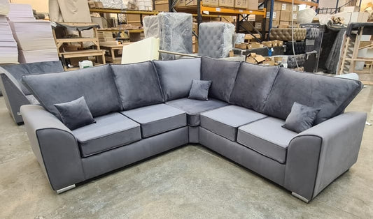 PLUSH VELVET LARGE CORNER SOFA WITH DUAL ARMREST